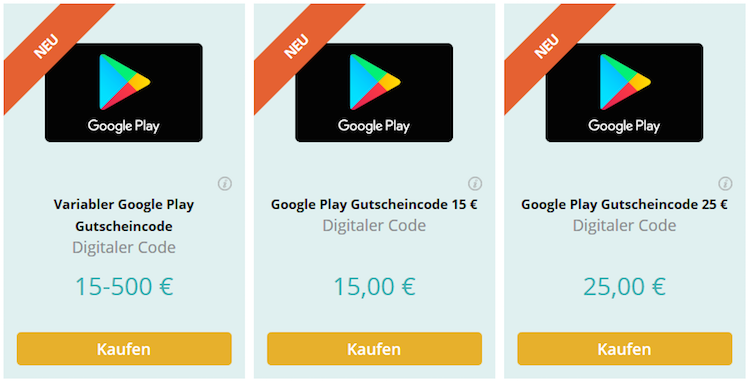 Google Play Gutscheincodes 