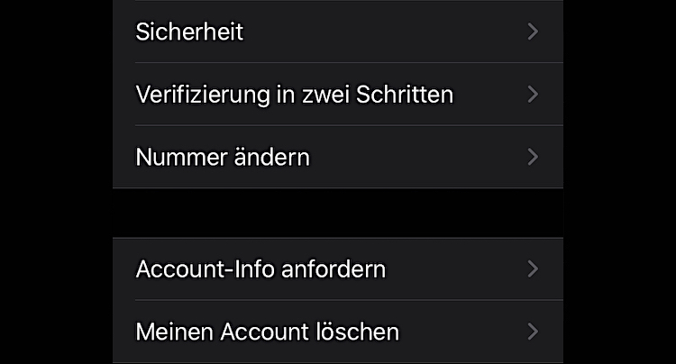 WhatsApp Account - Einstellungen