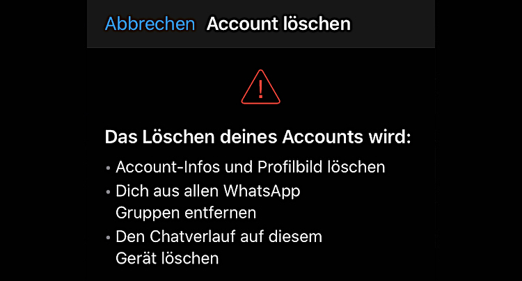 WhatsApp Account Konto löschen