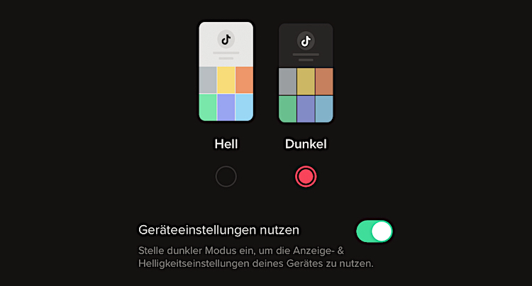TikTok Dunkler Modus Dark Mode aktivieren