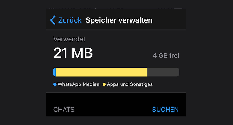 WhatsApp Speicher Speicherplatz sparen