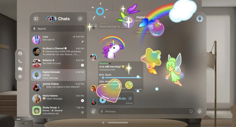 Telegram stellt visionOS-App mit Videoplayer und AR-Stickern vor