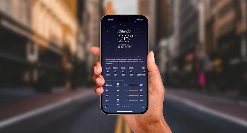 Apple Wetter: „Niederschlag in der nächsten Stunde“ in Deutschland