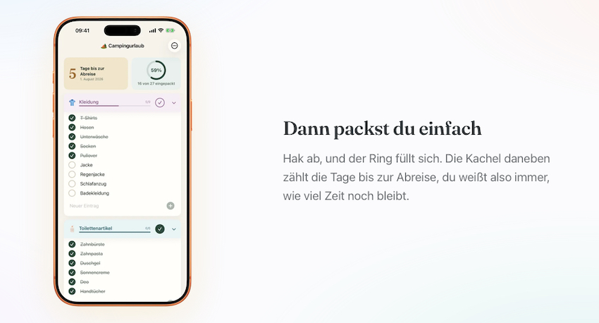 Packliste von Adams-Schönfeld hilft beim Kofferpacken